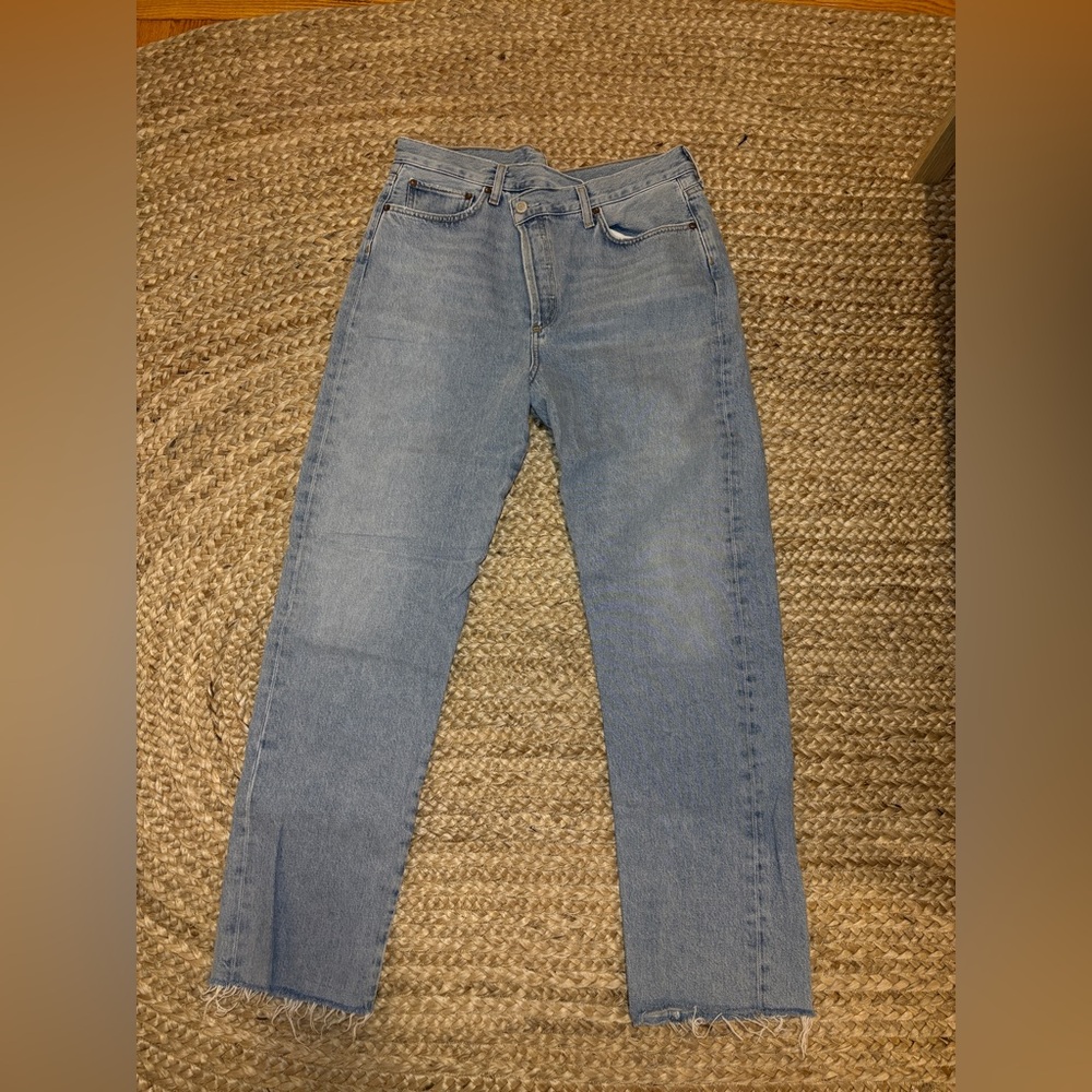 Agolde Pieced Denim Criss Cross Jeans in light wash